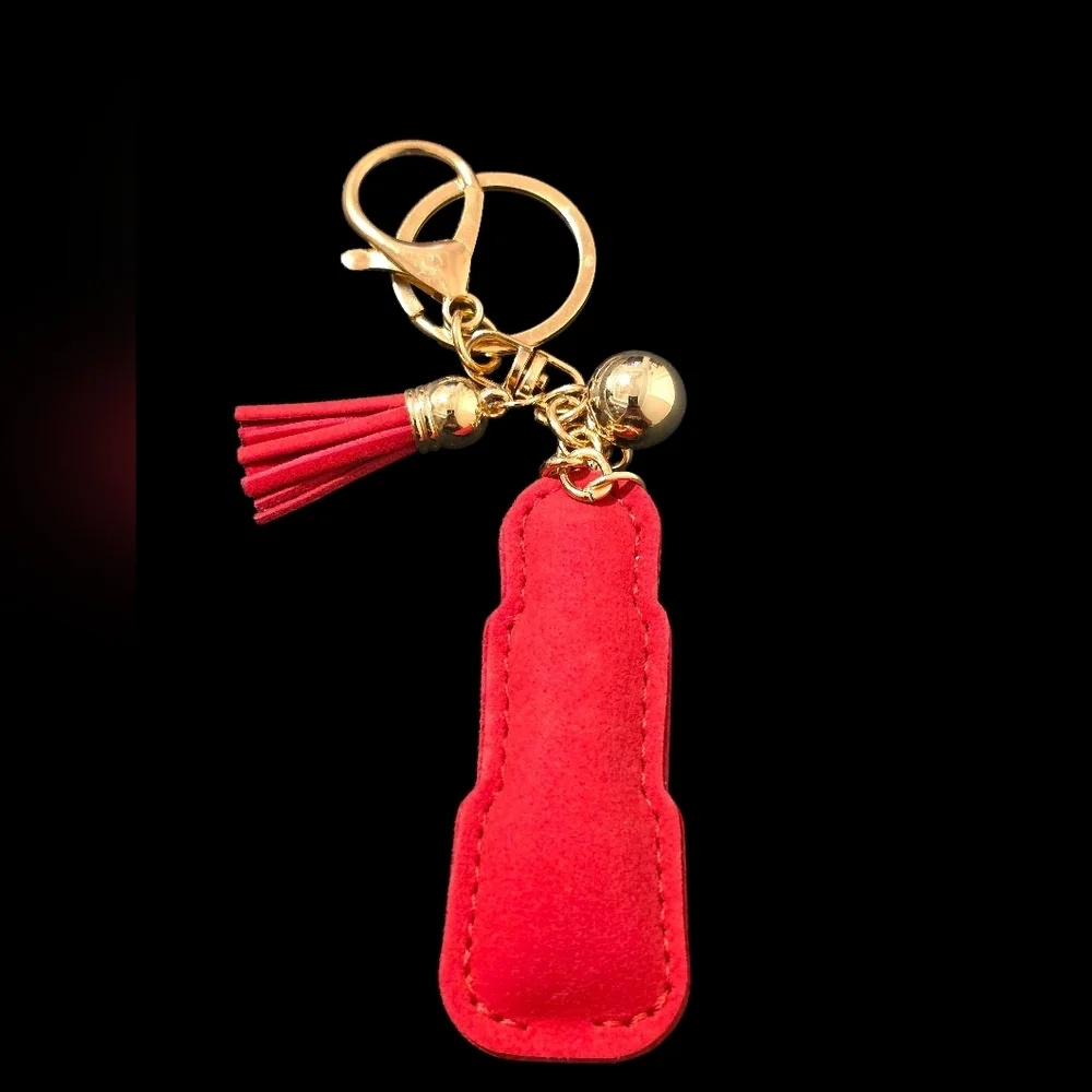 Red and Gold Lipstick Bag Charm Keychain